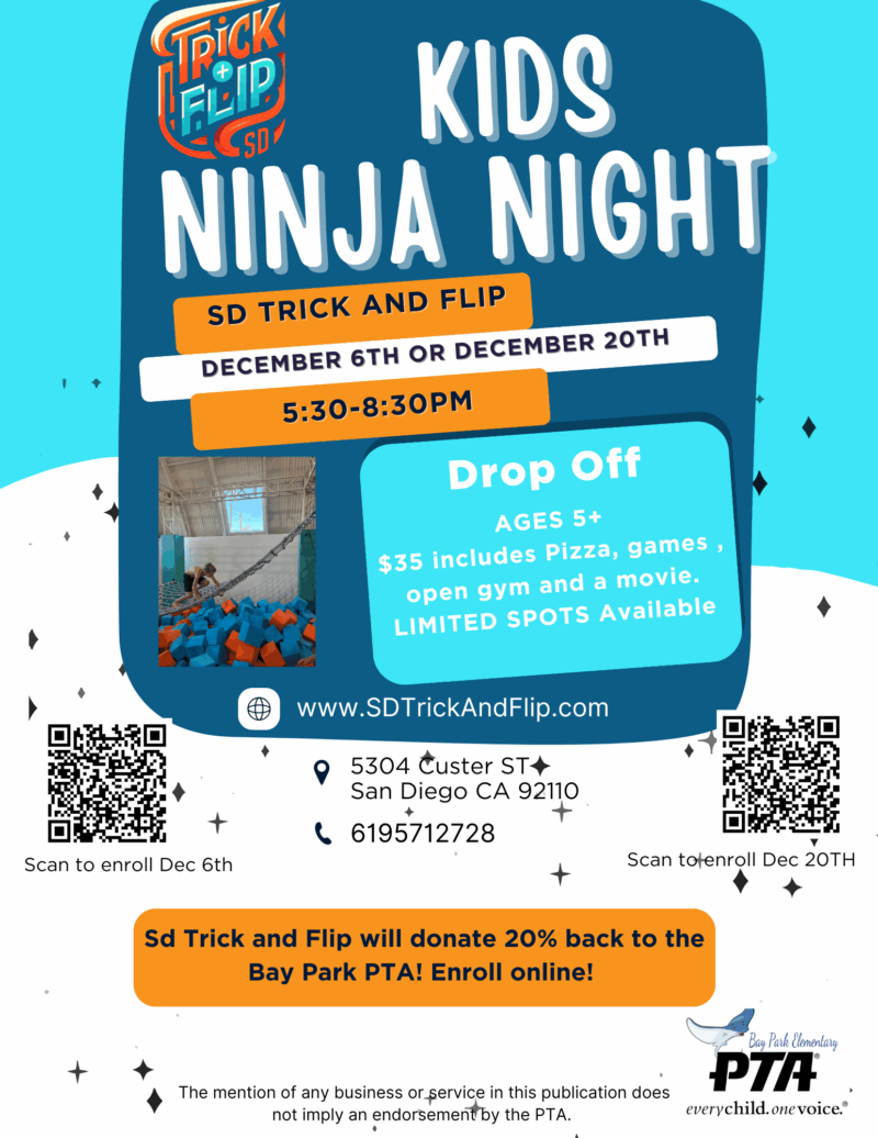 Kids Ninja Night @ Trick & Flip SD